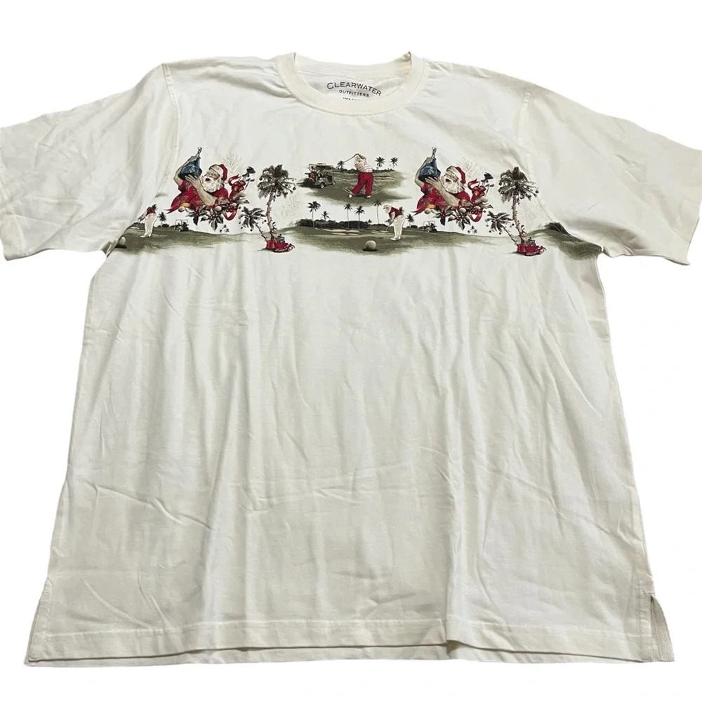Golfing Santa Premium Cotton Short Sleeve Tee Extra Soft Holiday Tee Size XL